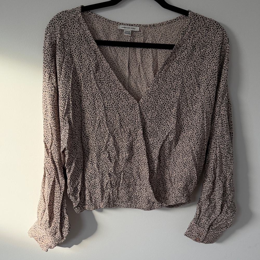 American Eagle Outfitters Cream Patterned Blouse